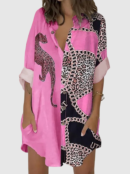 

Off Shoulder Sleeve Casual Loosen Mini Dress, Pink, Dresses