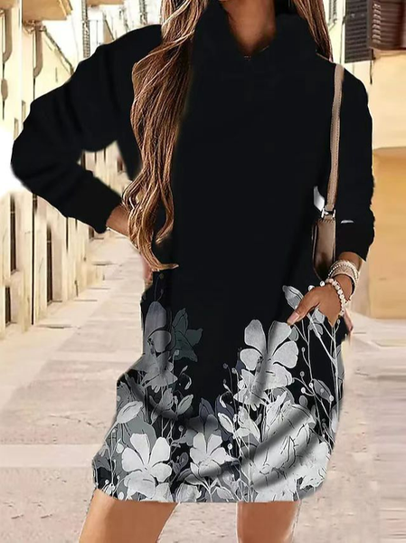

Casual Loose Floral Dresses, Black, Dresses