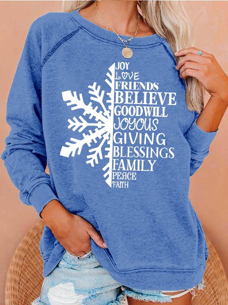 

Womens Joy Love Friends Believe God Christmas Casual Crew Neck Sweatshirt, Light blue, Hoodies&Sweatshirts