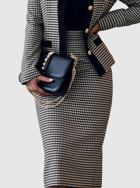 

Regular Fit Urban Houndstooth Skirt, Black-white, Skirts