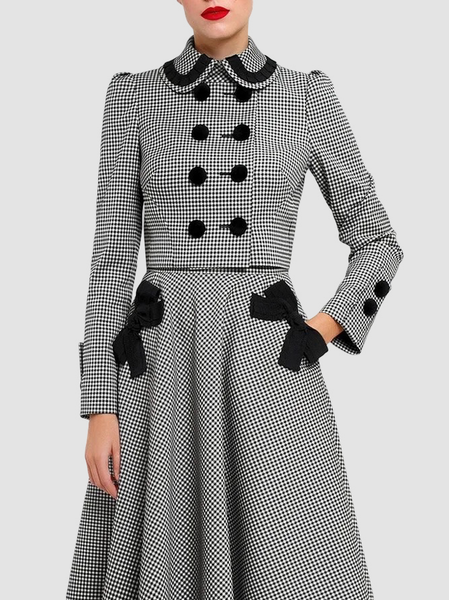 

Urban Regular Fit Plaid Long Sleeve Coat, Black-white, Outerwear