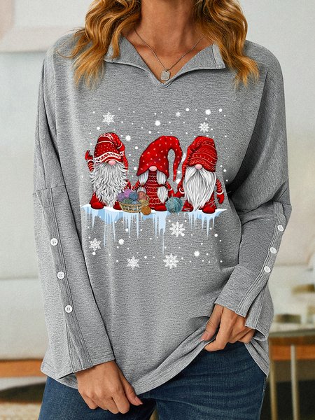 

Christmas Graphic Women's V Neck Loose Sweatshirt, Gray, Hoodies&Sweatshirts