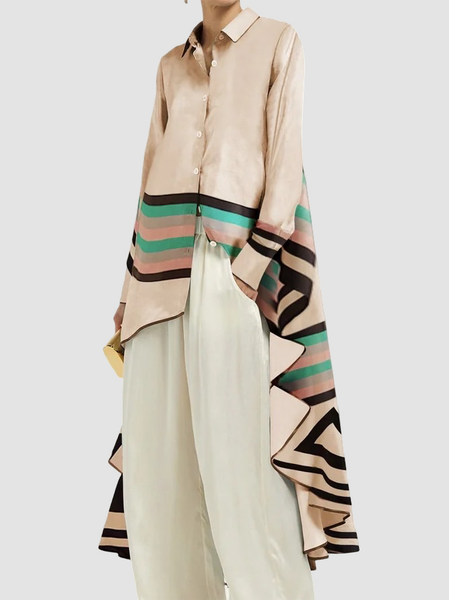 

Urban Long Sleeve Loose Striped Blouse, Multicolor, Blouses and Shirts