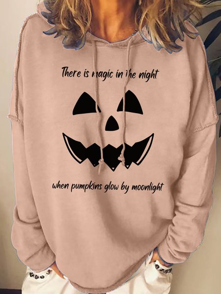 

Lilicloth X Kat8lyst There Is Magic In The Light When Pumpkins Glow By Moonlight Women's Halloween Sweatshirts, Pink, Hoodies&Sweatshirts