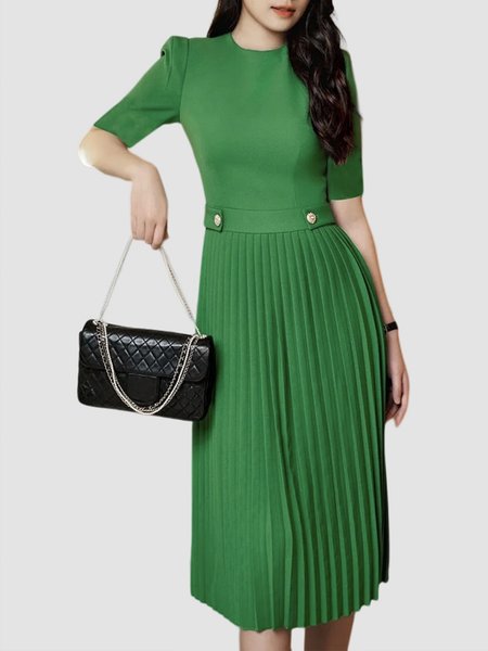 

Green Daily Half sleeve Crew Neck Elegant Dress, Dresses