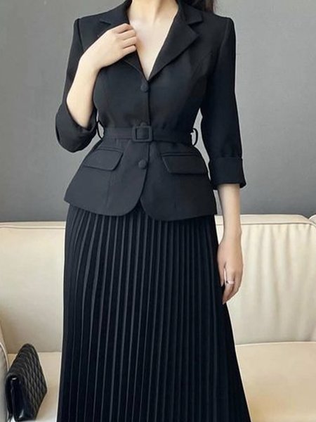 

Regular Fit Shawl Collar Elegant Blazer, Black, Blazers
