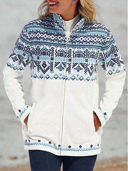 

Ethnic Shawl Collar Casual Sweatshirt, White, Sweatshirts & Hoodies