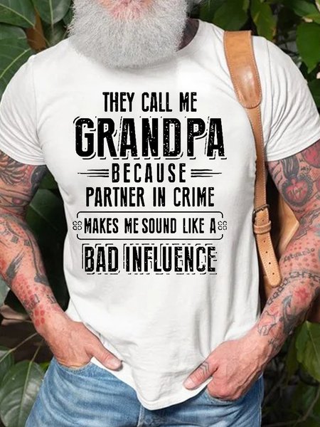 

Men'S They Call Me Grandapa Crew Neck Casual Cotton T-Shirt, White, T-shirts