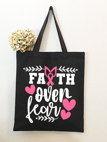 

Faith Heart Leave Shopping Tote, Black, Bags