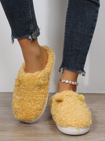 

Bathroom Lightweight Non-Slip Cute Baotou Slippers, Yellow, Slippers