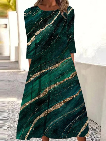 

Ombre Loose Crew Neck Dresses, Green, Dresses