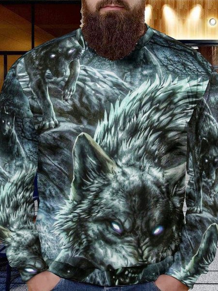

Men The Wolf and the Forest Loose Sweatshirt, As picture, Hoodies&Sweatshirts