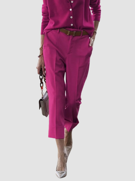 

Regular Fit Plain Fashion Pants, Rose red, Pants