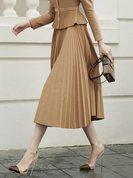 

Urban Plain Regular Fit Skirt, Khaki, Skirts