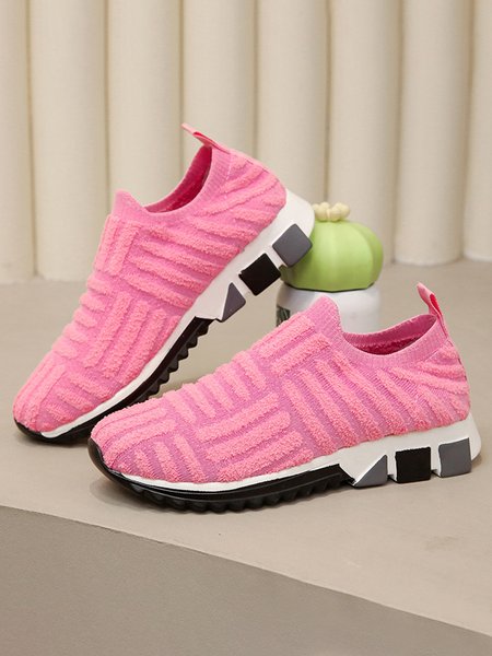 

Mesh Breathable Casual Shoes Lace Up Towel Sneakers, Pink, Sneakers