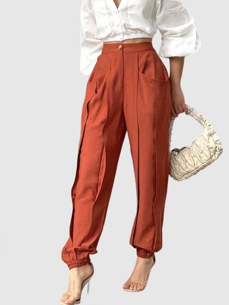 

Daily Simple Regular fit Solid Pants, Orange red, Pants