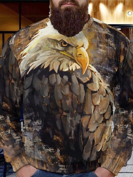 

Men Eagle Pattern Animal Sweatshirt, As picture, Hoodies&Sweatshirts