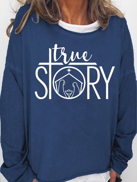 

Womens Christmas True Story Christian Casual Sweatshirt, Dark blue, Hoodies&Sweatshirts