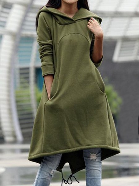 

Hoodie Plain Casual Sweatshirts, Army green, Dresses