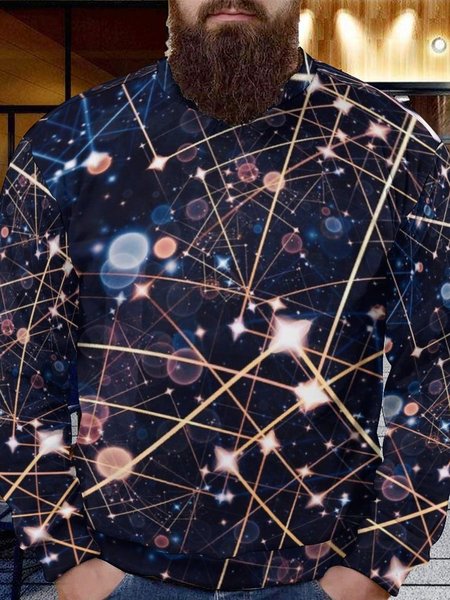 

Men Abstract Art Geometric patterns Loose Crew Neck Geometric Sweatshirt, As picture, Hoodies&Sweatshirts