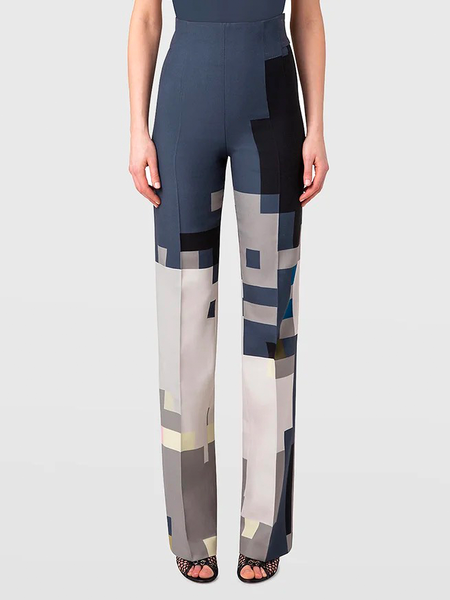 

Autumn High Waist H-Line Commuting Geometric Urban Fashion Pants, Gray, Pants