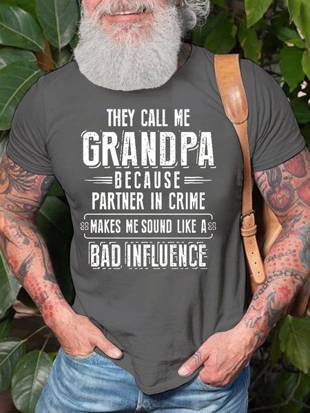 

Men'S They Call Me Grandapa Crew Neck Casual Cotton T-Shirt, Deep gray, T-shirts