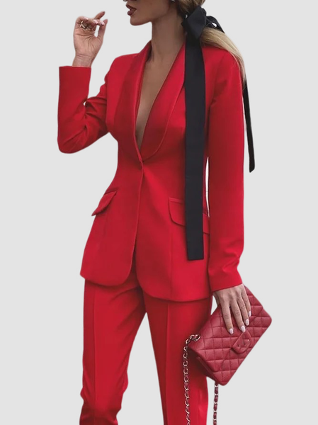 

Shawl Collar Regular Fit Elegant Blazer, Red, Outerwear