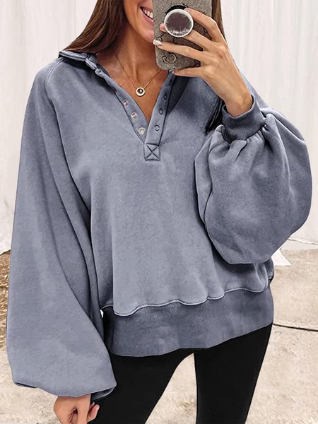 

Loose Shawl Collar Lantern Sleeve Sweatshirts, Gray, Sweatshirts & Hoodies