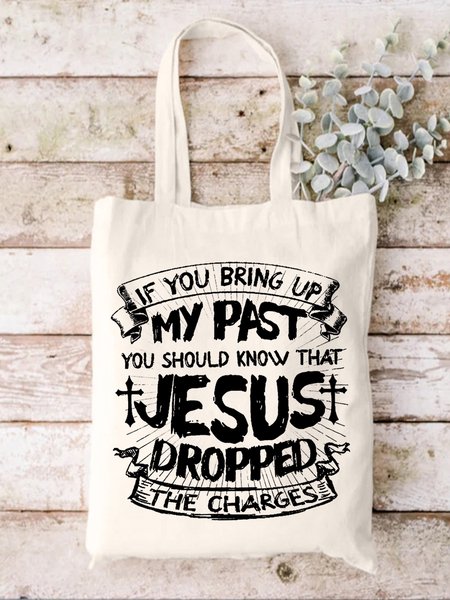 

Jesus Text Letter Shopping Tote, White, Bags