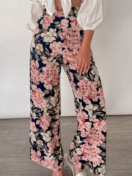 

Floral Printing Loose Boho Casual Pants, Multicolor, Pants