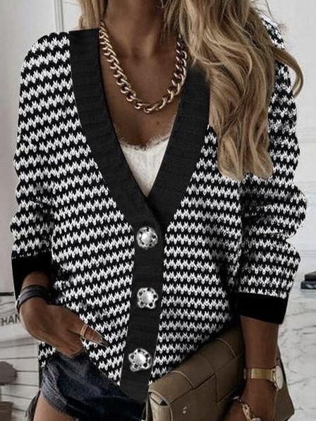 

Wool/Knitting Color Block Casual Sweater, Black, Sweaters