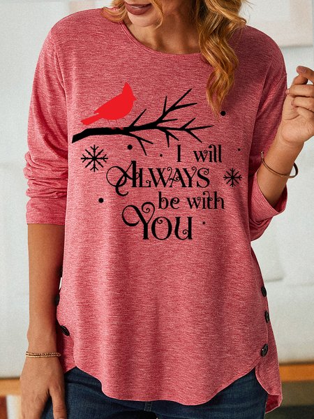 

Womens Christmas Cardinal Casual Top, Pink, Long sleeves