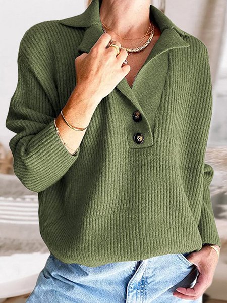

Plain Casual Loose Sweater, Green, Sweaters