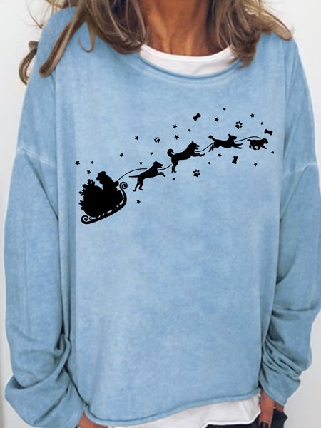 

Womens Christmas Santa and Dogs Sweatshirt, Light blue, Hoodies&Sweatshirts