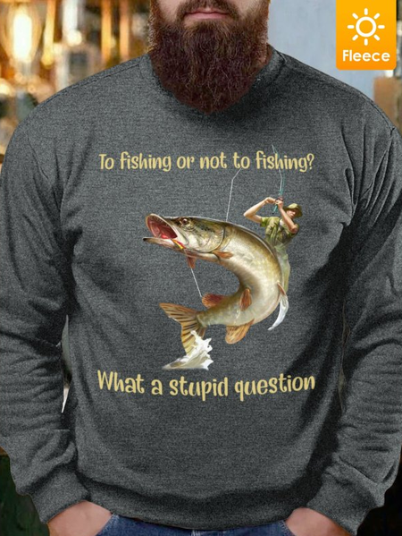 

Men To Fishing Or Not To Fishing Fleece Crew Neck Sweatshirt, Deep gray, Hoodies&Sweatshirts