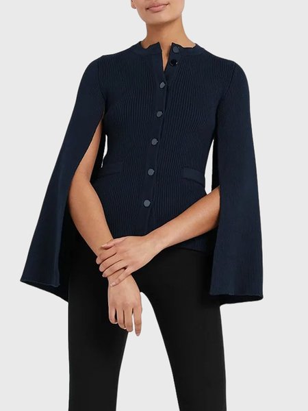 

Tight Simple Long Sleeve Plain Sweater Coat, Purplish blue, Cardigans