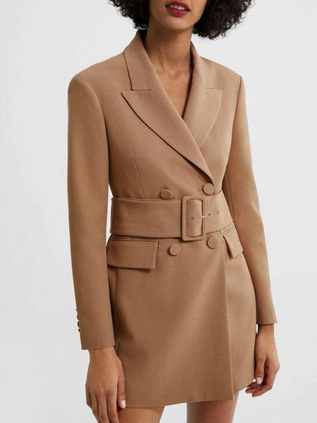 

Long sleeve Lapel Collar Urban Regular Fit Blazer, Brown, Blazers