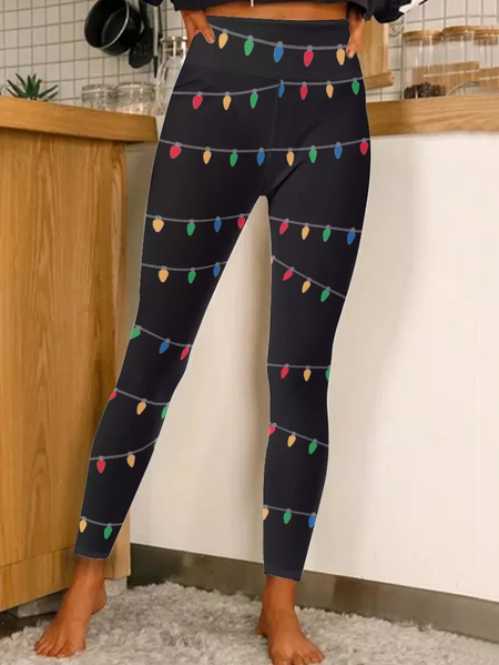 

Womens Christmas light Casual Leggings, As picture, Leggings