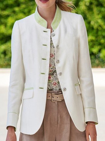 

Loose Plain Stand Collar Blazer, White, Outerwear