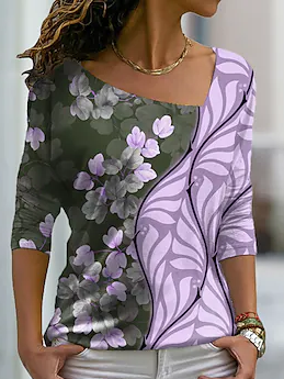 

Casual Regular Fit Asymmetrical T-Shirt, Multicolor, T-Shirts
