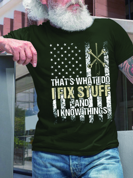 

Men I Fix Stuff I Know Things Text Letters T-Shirt, Darkgreen, T-shirts