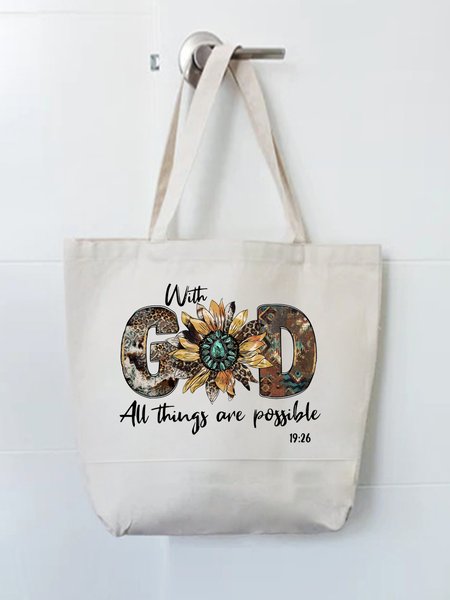 

With God All Things Are Possible Shopping Tote Bag, White, Bags