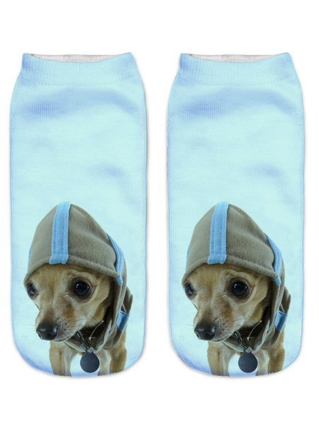 

Casual 3D Printing Gradient Color Dog Pattern Socks Everyday Home, Blue, Socks