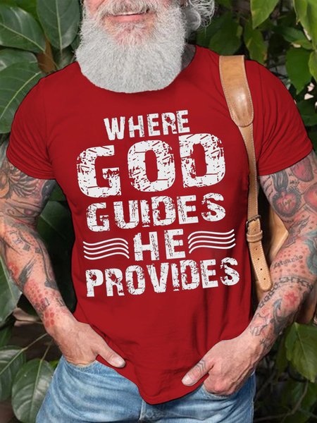 

Where God Guides He Provides Men's T-Shirt, Red, T-shirts