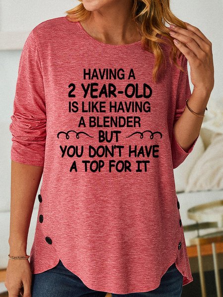 

Lilicloth X Yuna Having A 2 Year-old Is Like Having A Blender But You Don't Have A Top For It Women's Long Sleeve T-Shirt, Pink, Long sleeves
