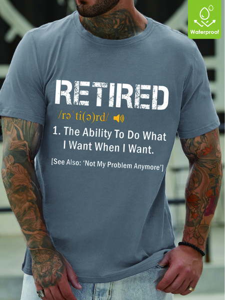 

Men Retired Waterproof Oilproof And Stainproof Fabric Loose T-Shirt, Light gray, T-shirts