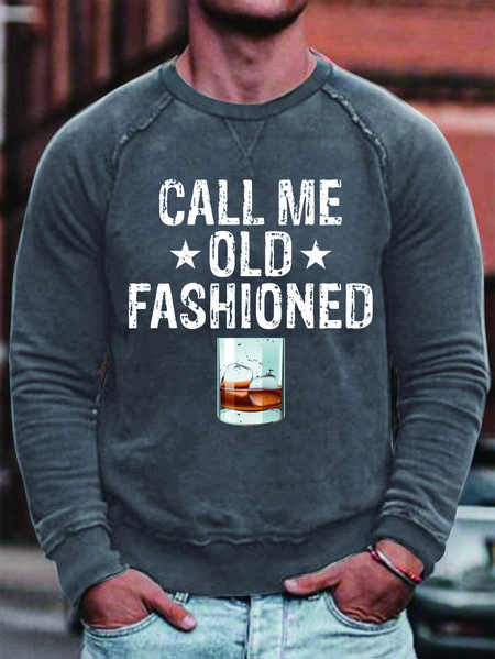 

Men Call Me Old Fashioned Beer Text Letters Simple Sweatshirt, Gray, Hoodies&Sweatshirts