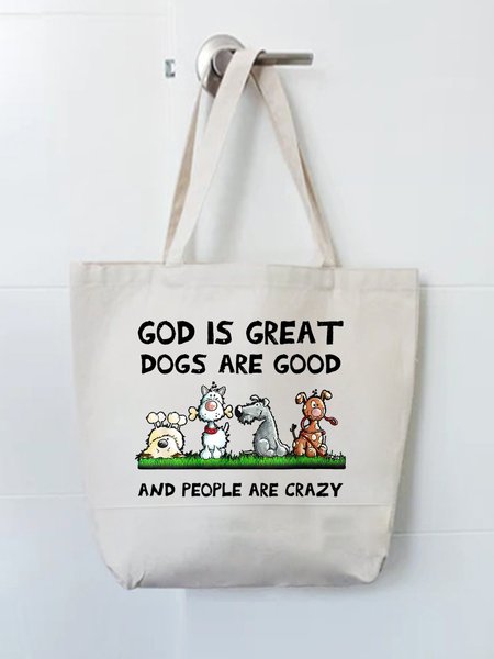

God Is Great Dog Is Good Shopping Tote, White, Bags