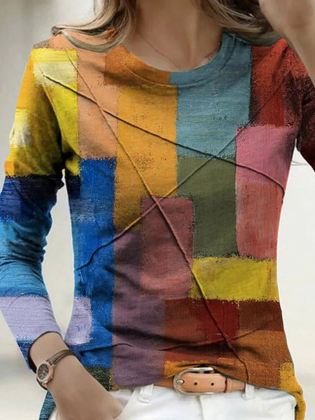 

Casual Colorblock Crew Neck T-Shirt, Multicolor, T-Shirts