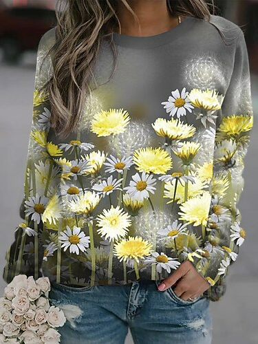 

Floral Casual Loose Sweatshirt, Multicolor, Sweatshirts & Hoodies